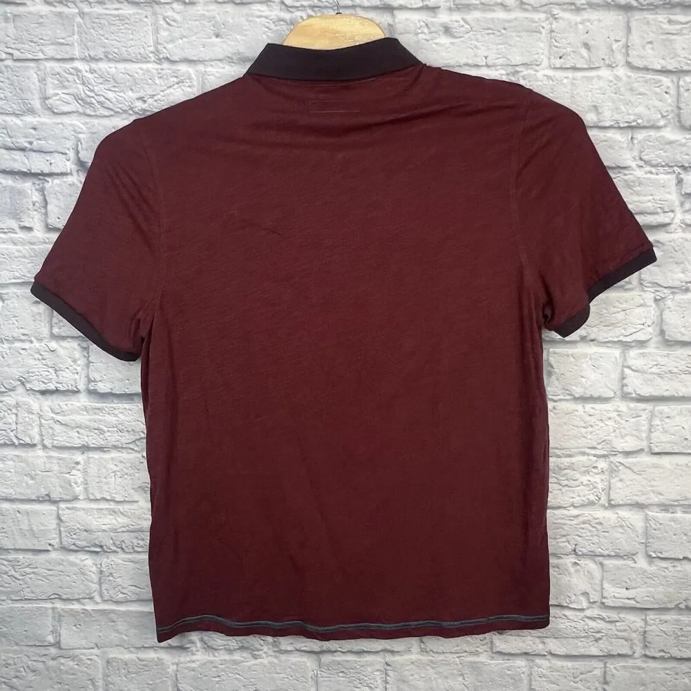 Carbon 2 Cobalt Shirt Mens Burgundy Red Casual 4 Button Polo Cotton Size Large‎